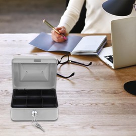 Joyzan Mini Safe Box, Steel Petty Lockable Box with Key Lock Hidden Diversion Portable Security Storage Case Devices Fireproof Waterproof Jewelry Pictures Handle for Home Office Travel (White)