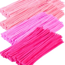 Cayton Pink Pipe Cleaners, 400PCS 12 Inch Long Fluffy Encrypted Pipe Cleaners for DIY Art Craft Projects