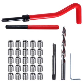 SeonFook Screw Hole Repair Kit M5 Recoil Kit Helisert Recoil Stainless Steel Twist Drill 5.2mm HSS Repair Wrench Surface Electrophoresis Screw Hole Repair Tool (Set of 30)