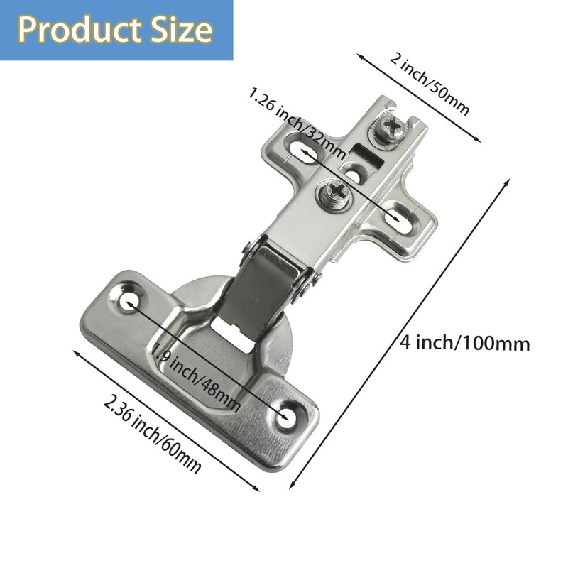 2 pcs Cabinet Cabinet Door Hinges,Recessed Hinge Soft Close Cupboard