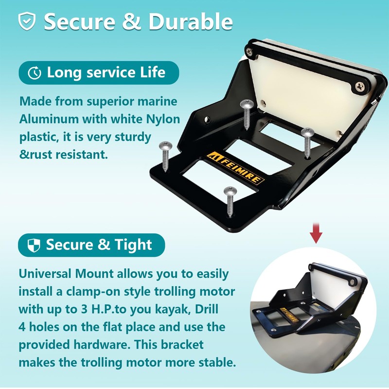 FEIMIRE Aluminium Transom Trolling Motor Mount for Kayak|Kayak Motor Mount|trolling