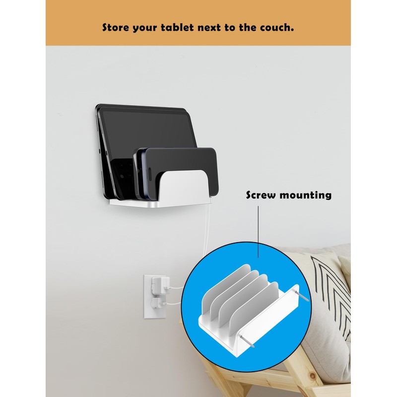 TYAMTOGSM Phone Wall Mount Storage Organizer, (White)
