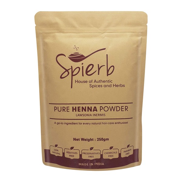 Spierb Henna Leaf Powder 250 gm - 100% Natural Henna Hair Color Mehendi for hair - Heena Henah Hair (Henna Hair Dye Powder) Pure Henna Powder for hair - Use with Indigo powder for dark brown colour