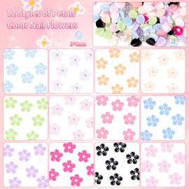Tiny Color Petal Flower Nail Charms, 3D Colorful Petals Flower Nail Art Charms, Tropical Blossom Designs Charms for Acrylic Nails Art DIY Design Supplies