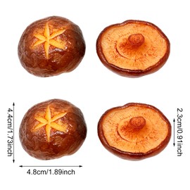 Honbay 4PCS Lifelike Simulation Barbecue Mushroom Artificial Mushroom Decorations Realistic Fake Vegetable Food Models Ornaments for Home Party Tabletop Decorations Sample Display Photography Props