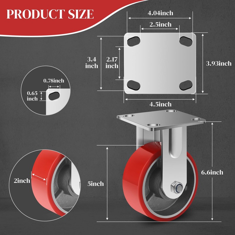 W B D WEIBIDA 5 Inch Heavy Duty Casters, 1000