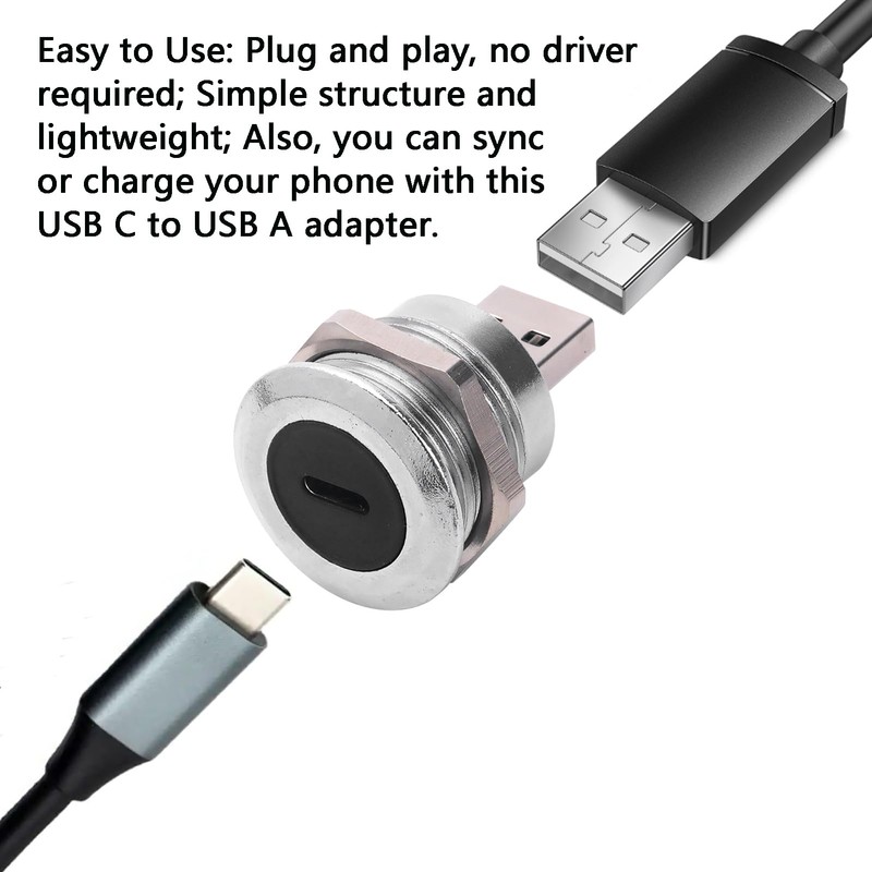 ANMBEST 2PCS Panel Mount USB Adapter, USB C Female to