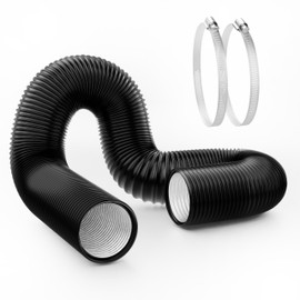 Simple Deluxe 12 Inch 8 Feet PVC Flexible Air Aluminum Ducting, Long Vent Hose includes 2 Clamps for HVAC Ventilation and Exhaust, Black