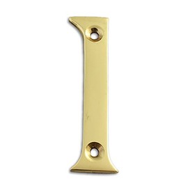 RCH Hardware 2271PB075 | Solid Brass 3" Tall House Number 1, Polished Brass Shiny Gold Matching Screws Included