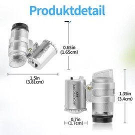 Mini 45X LED Mikroskop, UV Beleuchtetes Taschenmikroskop，Tragbares Taschenmikroskop Lupe Mikroskop 45-fache Handlupe für Juwelier Einstellbare Lupe Mini Metall Mikroskop Einstellbare Lupe mit UV-Licht