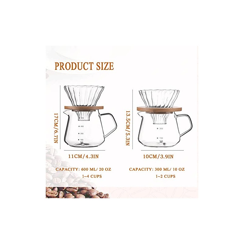 Cafetera de Vertido - Jarra de Vidrio de 20 OZ
