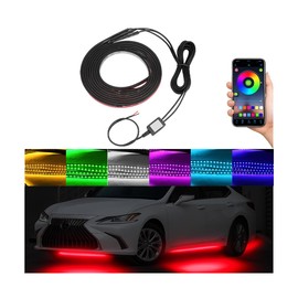 Sandfren Car Underglow Neon Accent Strip Lights, 4PCS RGB APP Control Vehicle LED Lamp with Sound Active Function Music Mode, Waterproof Auto Exterior Ambient Light, Universal Fit