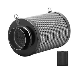 iPower 4 Inch Air Carbon Filter Odor Control with Australia Virgin Premium Charcoal and Reversible Flange for Inline Duct Fan/Grow Tent/Hydroponics, 4", Prefilter Included, Black