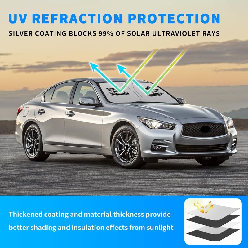 Windshield Sun Shade Compatible with Infiniti Q50 QX60 2014-Present Car
