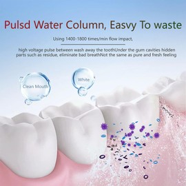 Water Dental Flosser Teeth Irrigator with 3 Modes Cordless Water Teeth Cleaner with 4 Replace Sprinkler Head IPX7 Waterproof Rechargeable Portable for Travel Home Braces Bridges Care