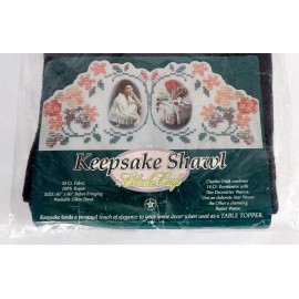 Charles Craft Vtg Charles Craft Keepsake Shawl 60"x60" Cross Stitch 18 Ct Fabric Package Wear