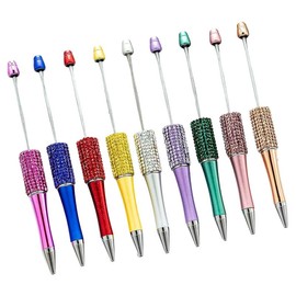 7 Pens Rhinestone Beadable Pens WHOLESALE BULK Beaded Ballpoint Pen 1.0mm Medium Suitable for DIY with Beads and Focals Ships from California:_11 Pink 1E_7 PCS