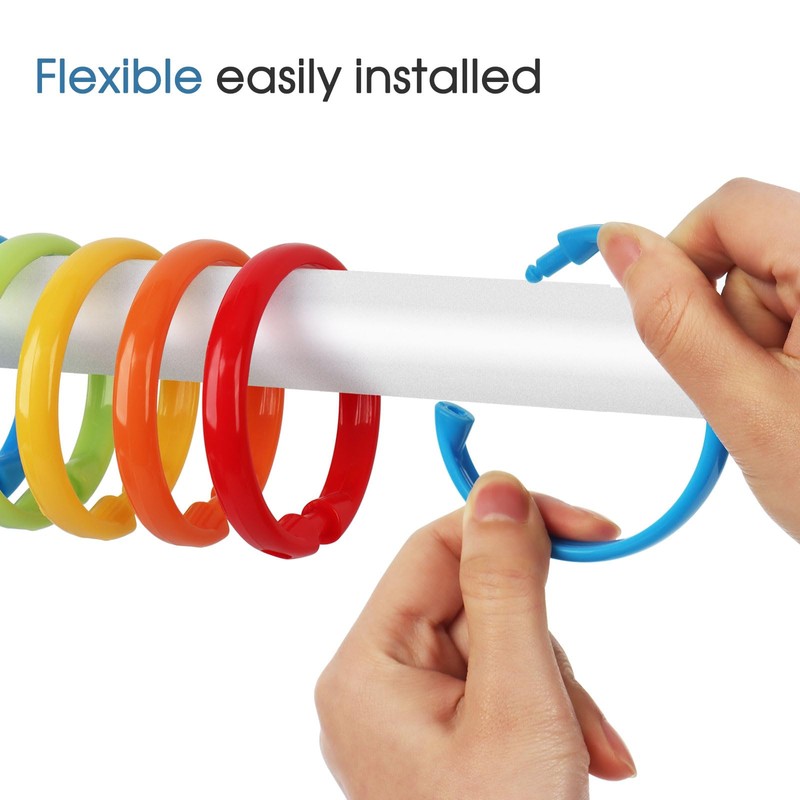 Qulable Colorful Shower Curtain Hooks - 12 Pcs Circular Plastic