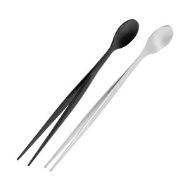 BESPORTBLE Ergonomic Stainless Steel Stirring Spoon Tweezers Latte Coffee Spoons Food Tweezers for Cooking Essential Kitchen Gadgets