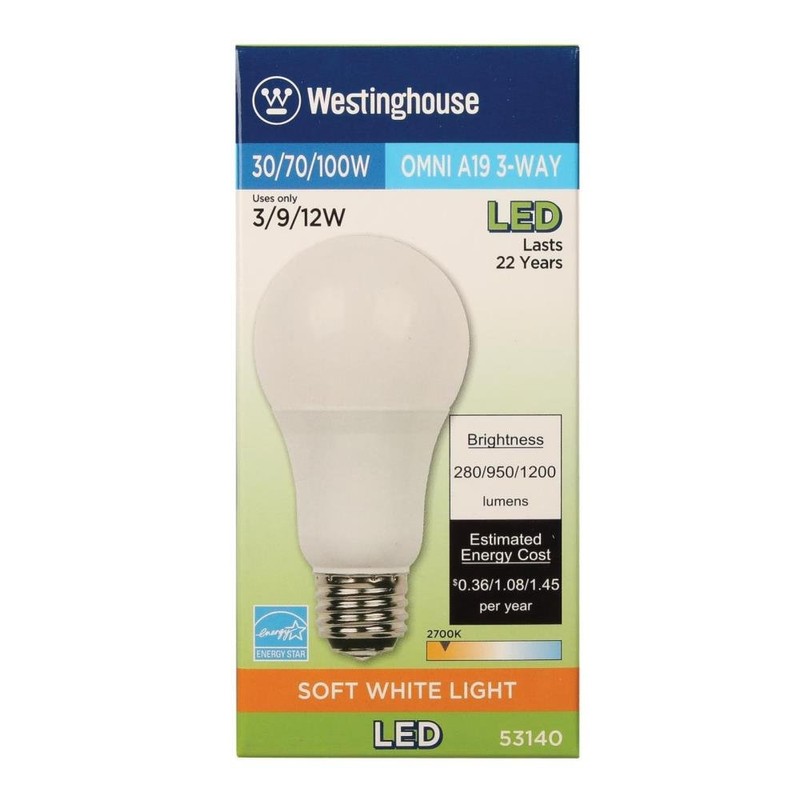 Westinghouse 5314000 30/70/100-Watt Equivalent Omni A19 3-Way Soft White Energy