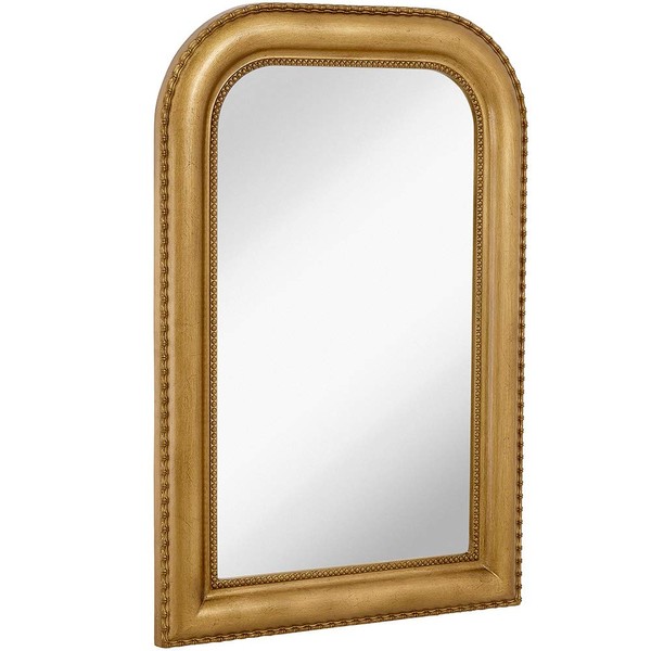 Thick Rounded Top Gold Rich Framed Wall Mirror 36" x