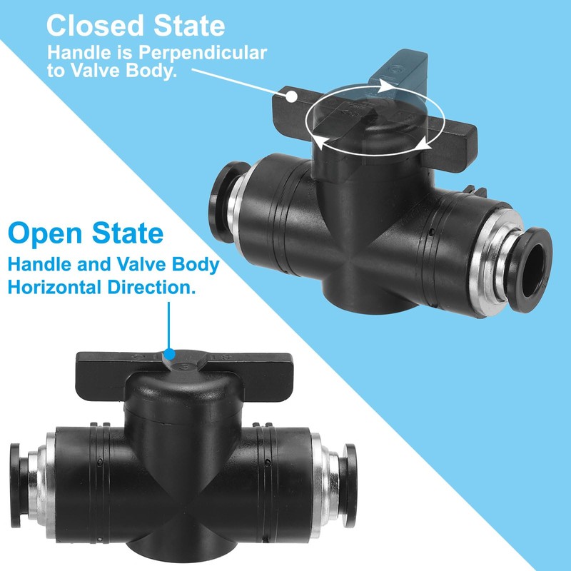PATIKIL 3/8" Pneumatic Ball Valve, 2 Pcs Push to Connect