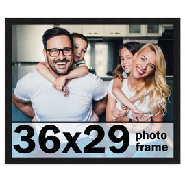 CountryArtHouse 36x29 Frame Black Modern Picture Frame Includes UV Acrylic Shatter Guard Front, Acid Free Foam Backing Board, Hanging Hardware Wood Wall Frames for Family Photos - no Mat