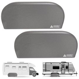 Leader Accessories Double Axle RV tire Cover Fits Diameter 27"-29", Dual Axle Wheel Covers for Camper, Truck, Trailer, Waterproof, 2pcs/Pack, Grey