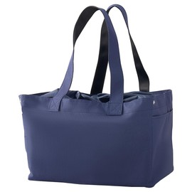 Bon Furnishings Eco Bag, Large Capacity, 6.5 gal (21.5 L), Compatible with Cargo, Cold Retention, Thermal, Gusset, Drawstring Type, 2-Way Shopping Bag, Shopping Bag, navy