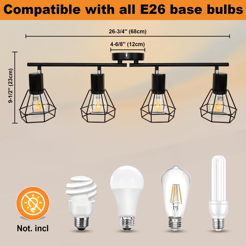 LTBLIGHT LED Track Lighting Kit, 4-Light Adjustable Ceiling Light Fixtures,