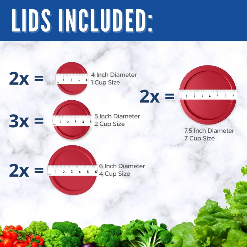 Replacement Lids for Pyrex Containers (2) 1-Cup (3) 2-Cup (2)