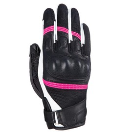 Oxford RP-6S Women's Leather/Mesh Sports Motorcycle Glove, Black/White/Pink, S