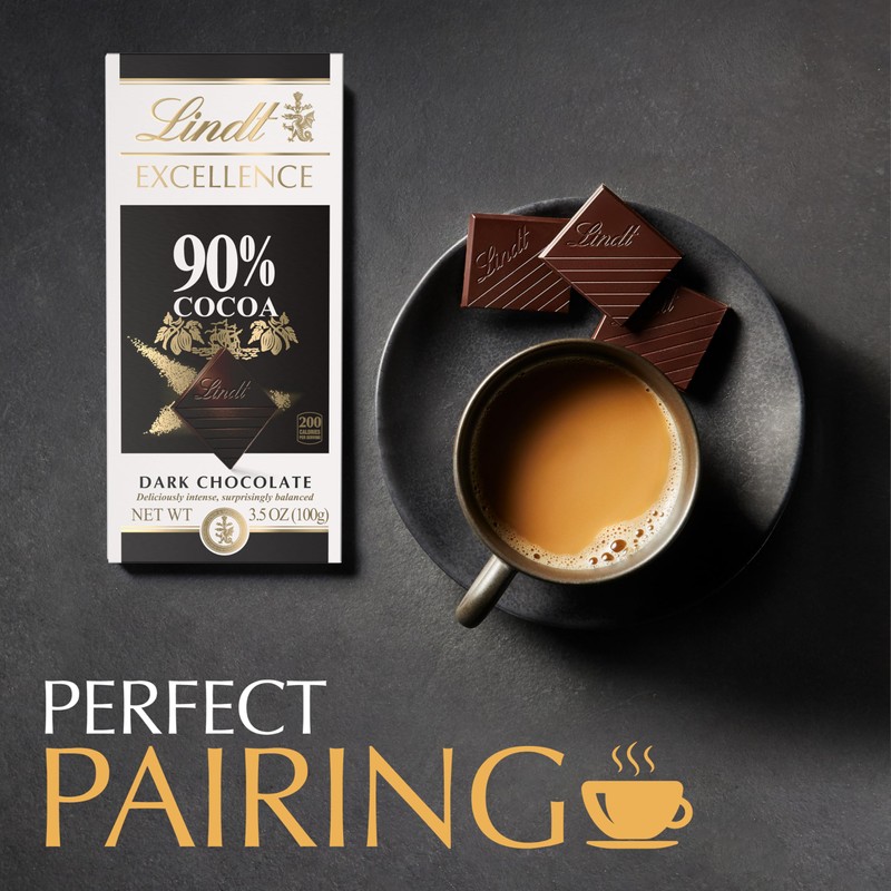 Lindt EXCELLENCE 90% Cocoa Dark Chocolate Bar, Dark Chocolate Candy,