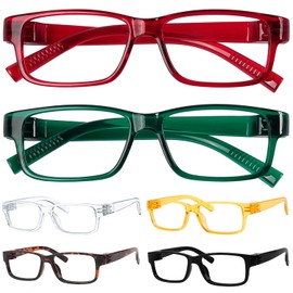 GTSY Metalless Screwless Spring Hinges 6 Pack Reading Glasses Vintage Readers for Women Men +1.25