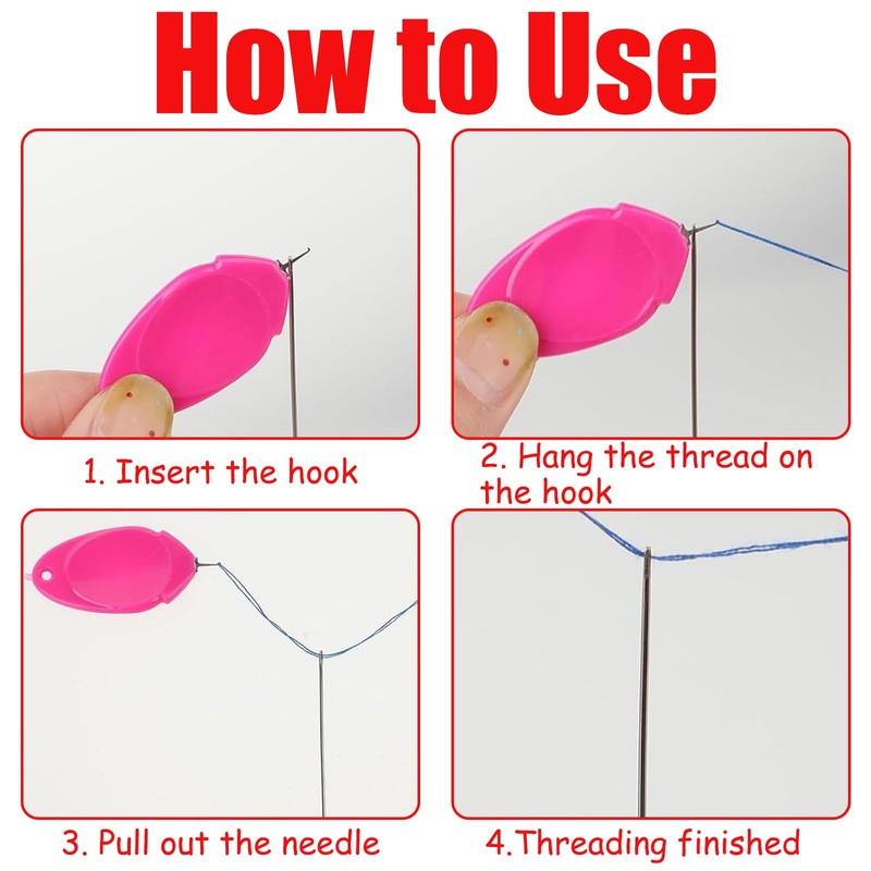 12PCS Needle Threader,Small Needle Eye Threader Tool,Plastic Sewing Needles Threaders,Oval