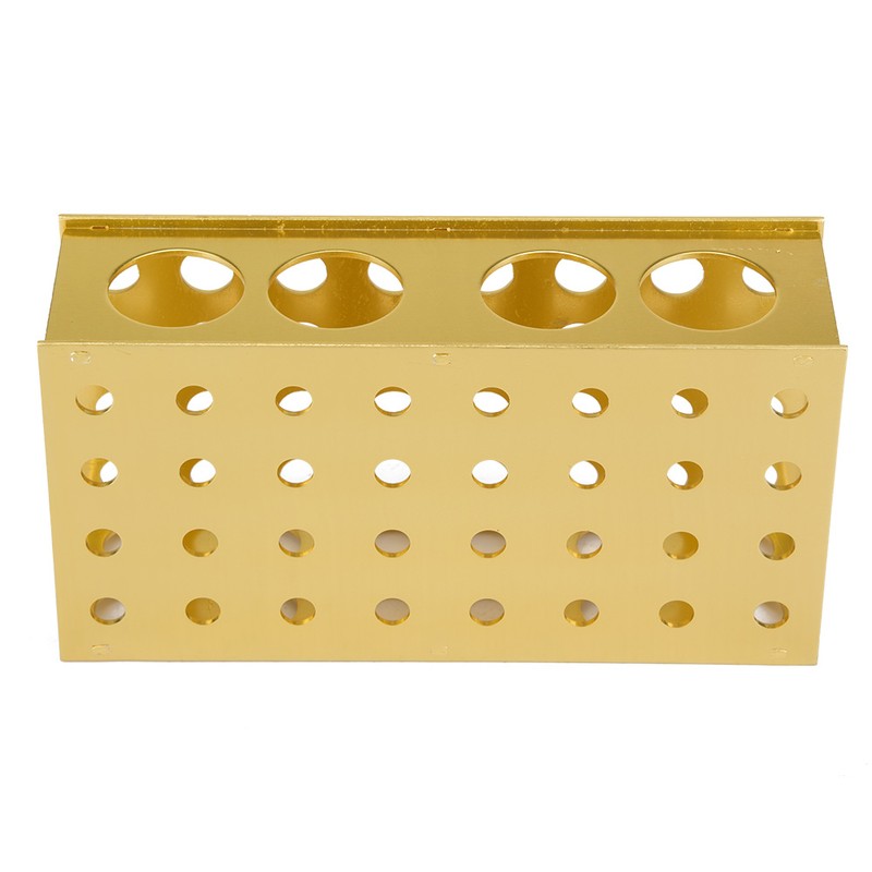 Golden Aluminum Test Tube Rack Holder Stand 8*12.3*18*30mm Hole Diameter