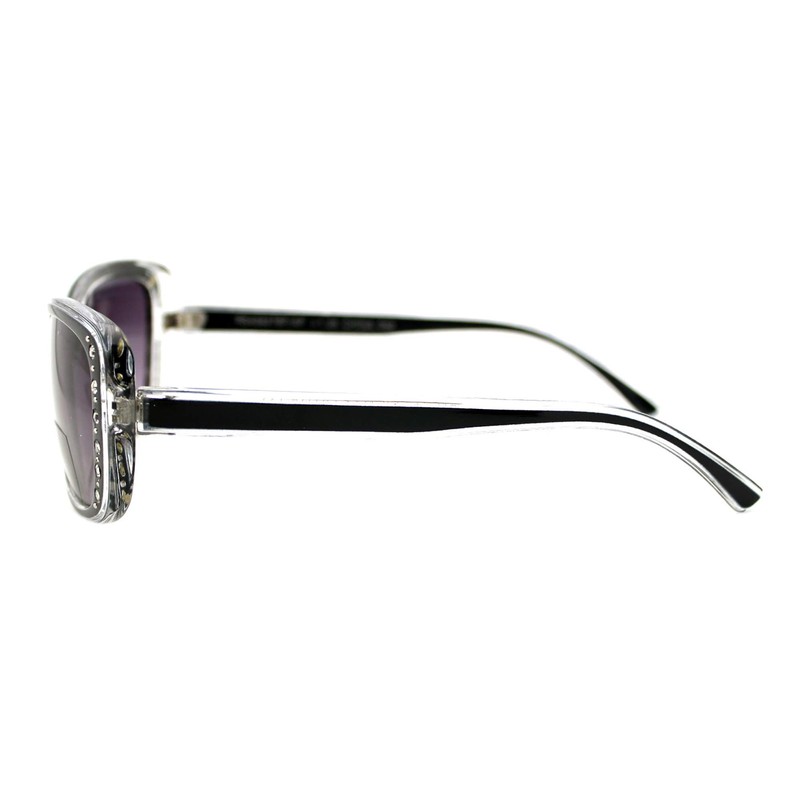 PASTL Womens Bifocal Reading Lens Sunglasses Rhinestone Rectangular Frame Black