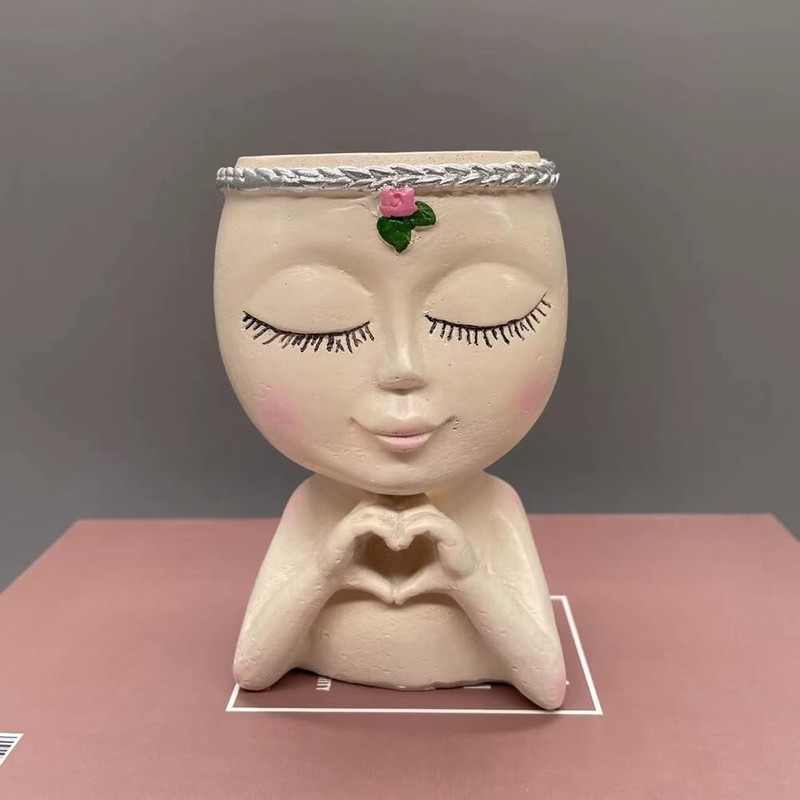 1 Piece Face Planter Cute Planter Decorative As Shown Resin
