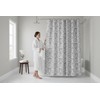 CHD Home Fabric Shower Curtain, Damask Floral Design, Grey and