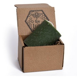 BeeTheLight Beeswax Pillar Candle - 100% Pure Bees Wax - Choose Your Size and Color - 54 Hour Burn Time - Fits 3x4 Holder - Unscented - Natural Light Honey Scent (Earthen Green, Medium)