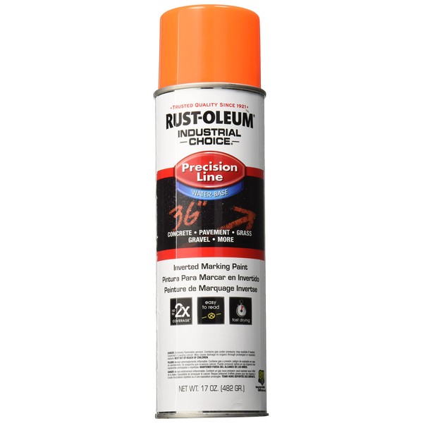 Rust-Oleum 203036 M1800 System Precision Line Inverted Marking Spray Paint, 17-Ounce, Fluorescent Orange