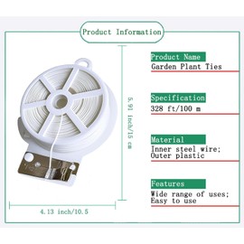 Twist Tie, 328 Feet (100m), white cable ties with Cutter, Garden Plant Ties Reusable, white Twist Ties for plants Gardening Tomatoes Tie garden ties for plants,garden twist ties flowers Climbing