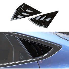 ALEVILB for Ford Mustang Mach-E 2021 2022 Rear Side Window Louvers Scoop Shades Visor Cover Blinds Air Vent ABS Mach E Accessories (Glossy Black)