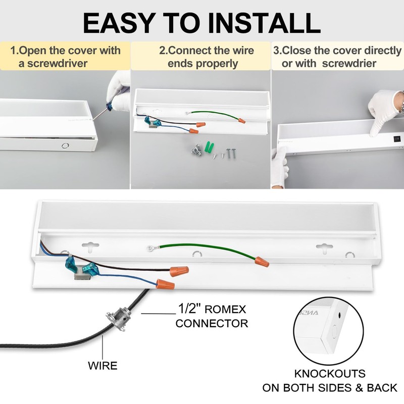 Ansen Hardwired Under Cabinet Lighting, 18IN 15W 998.4LM LED Light