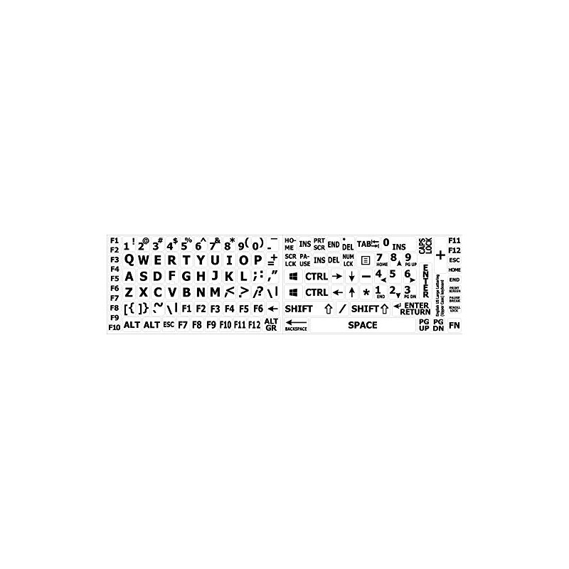 ENGLISH US LARGE LETTERING KEYBOARD STICKERS (UPPER CASE) WHITE BACKGROUND