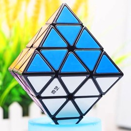 Cuberspeed Qiyi FTO Face Turning Octahedron Black with Tiles Speed Cube Puzzle Qiyi FTO stickerless (Magnet Edition)