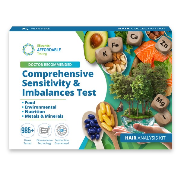 5Strands Food & Environmental Intolerances, Deficiency Test, 985 Items Tested, Includes 4 Tests - Food Intolerance, Environment Sensitivity, Nutrition & Metals Imbalance Test, Results in 7 Days
