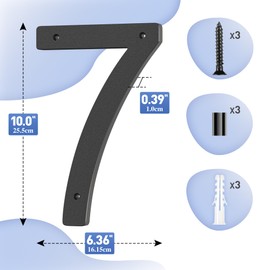 House Number Black - Modern House Numbers Anthracite Large Plastic House Numbers House Address 10 Inch (25.4 cm) Street Home Address House Number Sign House Numbers Numbers 7