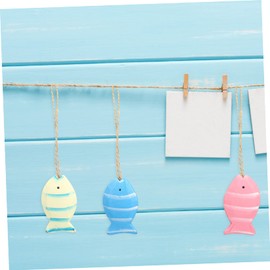 GRIRIW 6Pcs Rustic Wooden Fish Wall Decor Nautical Hanging Fish Decorations for Beach Theme Home Decor Convenient Rope Design for Easy Installation for Living Room and Bedroom