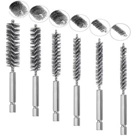 6PCS Stainless Steel Bore Brush Set with 1/4" Hex Shank Twisted Drill Wire Bore Brush Set,Bristles Wire Brush for Power Drill, Different Sizes (8, 10, 12, 15, 17, 19mm) for Rust and Tube Cleaning